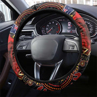 Australia and New Zealand ANZAC Day Steering Wheel Cover Aboriginal and Maori Art Pattern - Gallipoli Lest We Forget