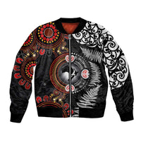 Australia and New Zealand Together Bomber Jacket Aboriginal and Maori Art Tattoo