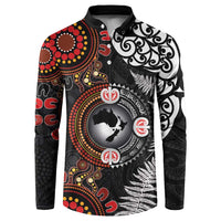 Australia and New Zealand Together Button Sweatshirt Aboriginal and Maori Art Tattoo