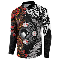 Australia and New Zealand Together Button Sweatshirt Aboriginal and Maori Art Tattoo