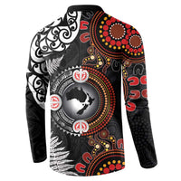 Australia and New Zealand Together Button Sweatshirt Aboriginal and Maori Art Tattoo