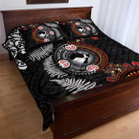 Australia and New Zealand Together Quilt Bed Set Aboriginal and Maori Art Tattoo