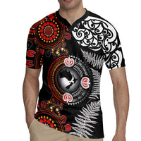 Australia and New Zealand Together Rugby Jersey Aboriginal and Maori Art Tattoo