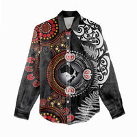 Australia and New Zealand Together Women Casual Shirt Aboriginal and Maori Art Tattoo LT03 - Polynesian Pride
