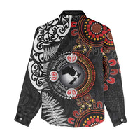 Australia and New Zealand Together Women Casual Shirt Aboriginal and Maori Art Tattoo LT03 - Polynesian Pride