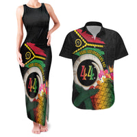 Vanuatu Selebretem 44th Indipendens Dei Couples Matching Tank Maxi Dress and Hawaiian Shirt Sand Drawing Turtle Melanesian Vibes LT03 Black - Polynesian Pride