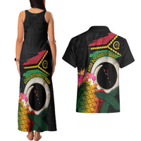 Vanuatu Selebretem 44th Indipendens Dei Couples Matching Tank Maxi Dress and Hawaiian Shirt Sand Drawing Turtle Melanesian Vibes LT03 - Polynesian Pride
