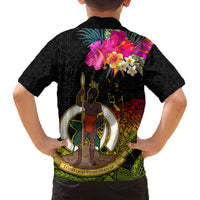 Vanuatu Ni-Van Family Matching Tank Maxi Dress and Hawaiian Shirt Coat of Arms Sand Drawing LT03 - Polynesian Pride