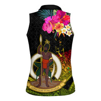 Vanuatu Ni-Van Women Sleeveless Polo Shirt Coat of Arms Sand Drawing LT03 - Polynesian Pride