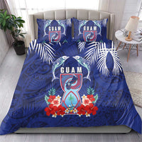 Guam Liberation Day Bedding Set The Tribal Latte Stone and Dolphins with Hibiscus Chamorro Culture