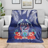 Guam Liberation Day Blanket The Tribal Latte Stone and Dolphins with Hibiscus Chamorro Culture