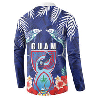 Guam Liberation Day Button Sweatshirt The Tribal Latte Stone and Dolphins with Hibiscus Chamorro Culture