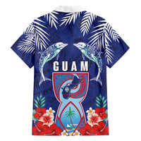 Guam Liberation Day Hawaiian Shirt The Tribal Latte Stone and Dolphins with Hibiscus Chamorro Culture