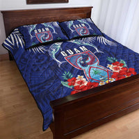Guam Liberation Day Quilt Bed Set The Tribal Latte Stone and Dolphins with Hibiscus Chamorro Culture