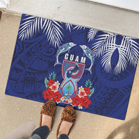 Guam Liberation Day Rubber Doormat The Tribal Latte Stone and Dolphins with Hibiscus Chamorro Culture