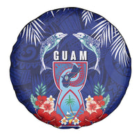 Guam Liberation Day Spare Tire Cover The Tribal Latte Stone and Dolphins with Hibiscus Chamorro Culture