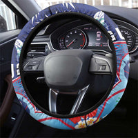 Guam Liberation Day Steering Wheel Cover The Tribal Latte Stone and Dolphins with Hibiscus Chamorro Culture LT03 - Polynesian Pride
