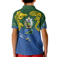 Solomon Islands Kid Polo Shirt The Guardians-Tribal Crocodile and Shark Melanesian Tattoo