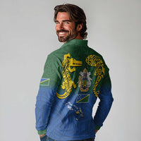 Solomon Islands Long Sleeve Polo Shirt The Guardians-Tribal Crocodile and Shark Melanesian Tattoo LT03 - Polynesian Pride