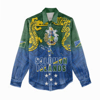 Solomon Islands Women Casual Shirt The Guardians-Tribal Crocodile and Shark Melanesian Tattoo