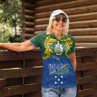 Solomon Islands Women Polo Shirt The Guardians-Tribal Crocodile and Shark Melanesian Tattoo