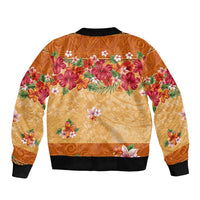 Hawaii Hibiscus Bomber Jacket Turtles and Tribal Motifs Vintage Floral Style