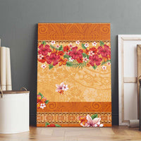 Hawaii Hibiscus Canvas Wall Art Turtles and Tribal Motifs Vintage Floral Style