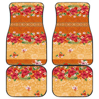 Hawaii Hibiscus Car Mats Turtles and Tribal Motifs Vintage Floral Style