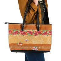 Hawaii Hibiscus Leather Tote Bag Turtles and Tribal Motifs Vintage Floral Style LT03 - Polynesian Pride