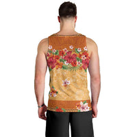 Hawaii Hibiscus Men Tank Top Turtles and Tribal Motifs Vintage Floral Style