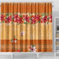 Hawaii Hibiscus Shower Curtain Turtles and Tribal Motifs Vintage Floral Style LT03 - Polynesian Pride