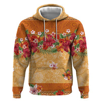 Hawaii Hibiscus Zip Hoodie Turtles and Tribal Motifs Vintage Floral Style