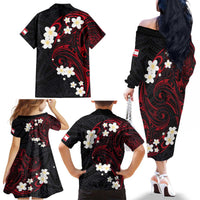French Polynesia Tiare Day Family Matching Off The Shoulder Long Sleeve Dress and Hawaiian Shirt Seal and Polynesian Pattern LT03 - Polynesian Pride