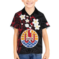 French Polynesia Tiare Day Family Matching Off Shoulder Maxi Dress and Hawaiian Shirt Seal and Polynesian Pattern LT03 Son's Shirt Black - Polynesian Pride