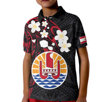 French Polynesia Tiare Day Kid Polo Shirt Seal and Polynesian Pattern LT03 Kid Black - Polynesian Pride