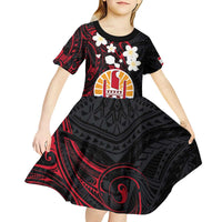 French Polynesia Tiare Day Kid Short Sleeve Dress Seal and Polynesian Pattern LT03 - Polynesian Pride