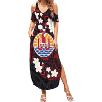French Polynesia Tiare Day Summer Maxi Dress Seal and Polynesian Pattern LT03 Women Black - Polynesian Pride