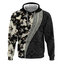 Bula Hibiscus Festival Zip Hoodie Tapa Pattern Half Style