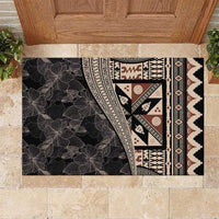 Bula Hibiscus Festival Rubber Doormat Fijian Masi Pattern Half Style LT03 Beige - Polynesian Pride