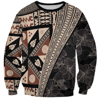 Bula Hibiscus Festival Sweatshirt Fijian Masi Pattern Half Style LT03 Unisex Beige - Polynesian Pride