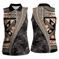 Bula Hibiscus Festival Women Sleeveless Polo Shirt Fijian Masi Pattern Half Style