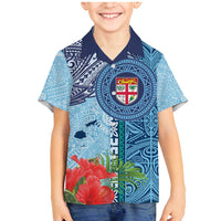 Fiji Day Family Matching Mermaid Dress and Hawaiian Shirt Tapa Pattern and Hibiscus Flower