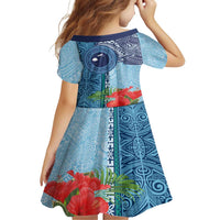 Fiji Day Family Matching Tank Maxi Dress and Hawaiian Shirt Tapa Pattern and Hibiscus Flower