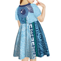 Fiji Day Kid Short Sleeve Dress Tapa Pattern and Hibiscus Flower