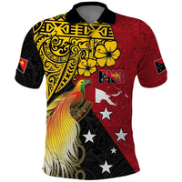 Papua New Guinea Independence Day Polo Shirt Bird-of-Paradise with Map and Polynesian Pattern