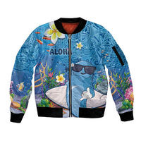 Aloha Hawaiian Monk Seal Sleeve Zip Bomber Jacket Polynesian Tattoo The Ocean and Undersea Vibe