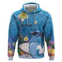 Aloha Hawaiian Monk Seal Zip Hoodie Polynesian Tattoo The Ocean and Undersea Vibe LT03 Pullover Hoodie Blue - Polynesian Pride