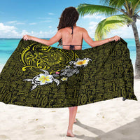 Hawaiian Turtle and Plumeria Sarong Polynesian Tattoo and Tribal Elements Pattern Yellow Color