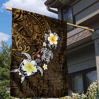 Hawaiian Turtle and Plumeria Garden Flag Polynesian Tattoo and Tribal Elements Pattern Orange Color