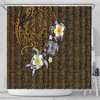 Hawaiian Turtle and Plumeria Shower Curtain Polynesian Tattoo and Tribal Elements Pattern Orange Color LT03 - Polynesian Pride